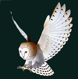 Papercraft imprimible y armable de una Lechura Común / Barn Owl. Manualidades a Raudales.